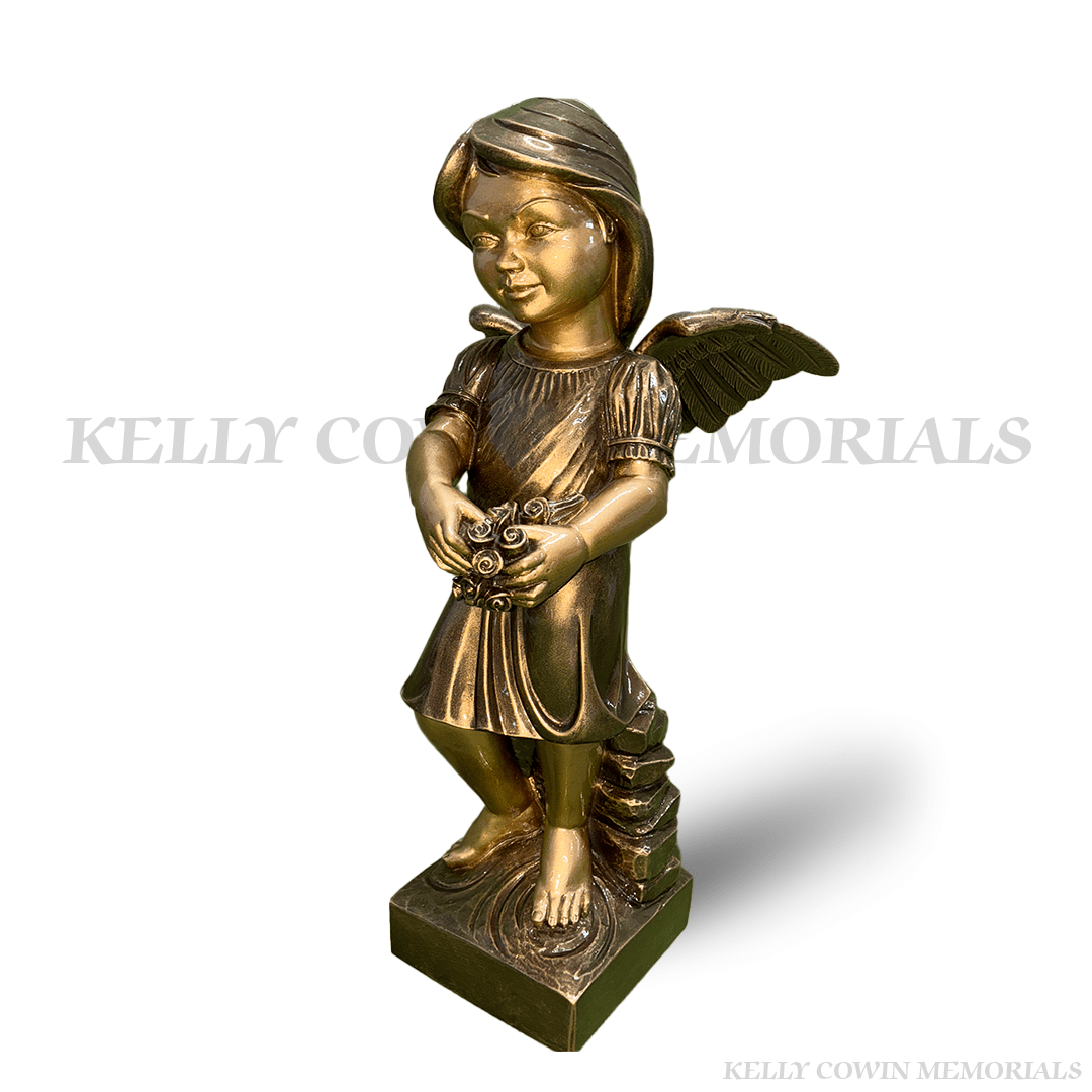 Bronze angel memorial statue grave ornament for headstone in Ireland