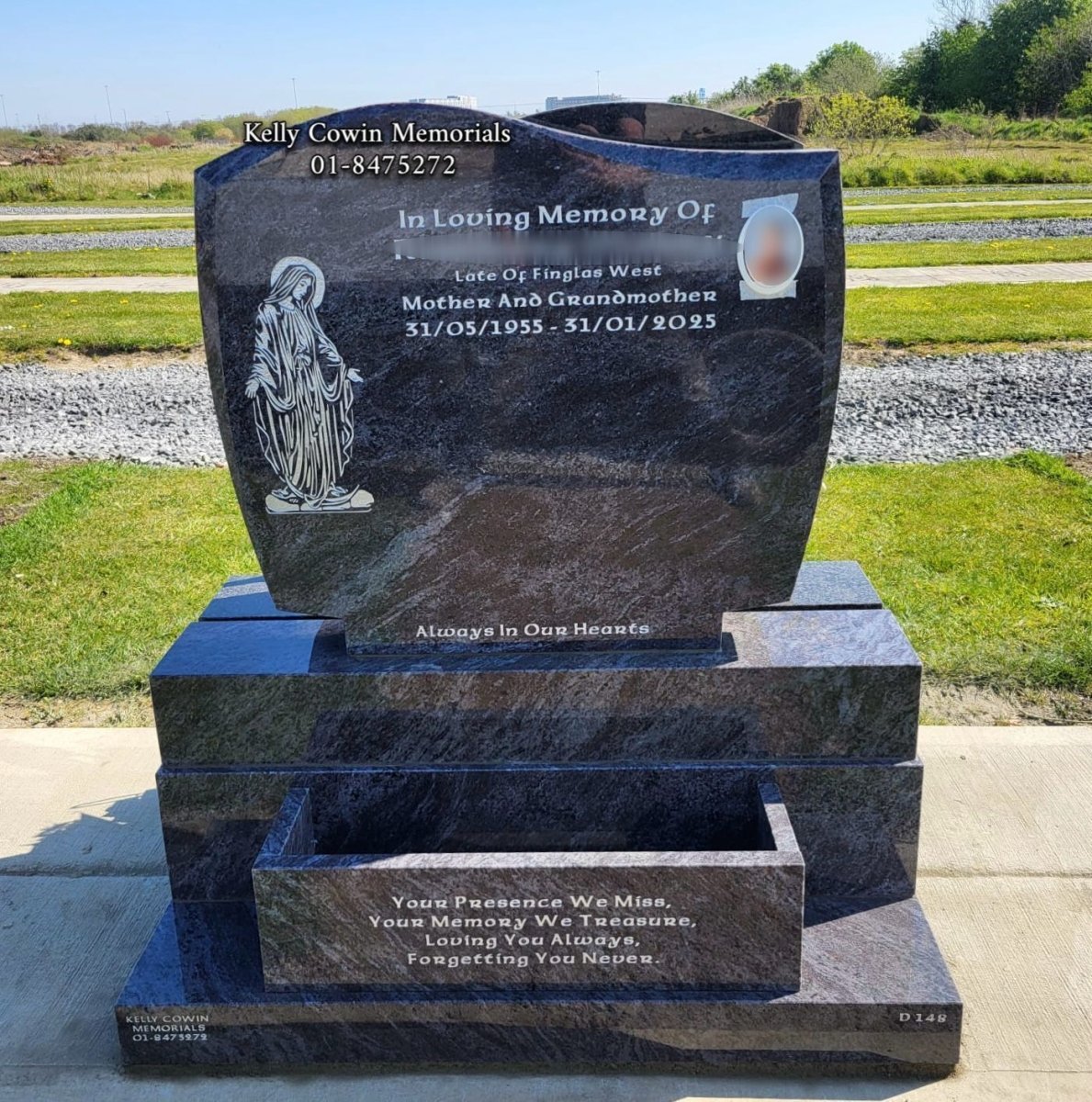 Blue Lagoon Granite C1 Headstone | Dardistown Cemetery - Kelly Cowin Memorials