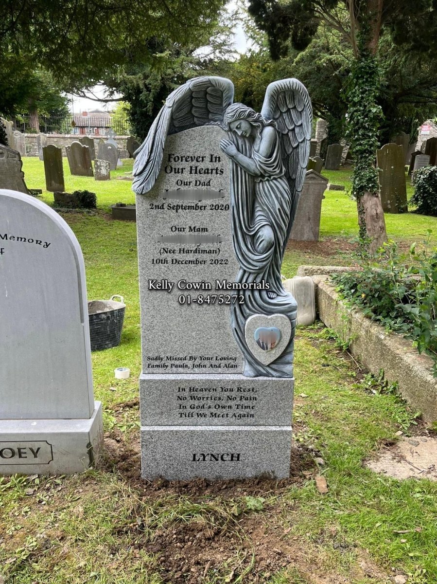 Grey Granite Granite Angel Headstone | Goldenbridge Cemetery - Kelly Cowin Memorials