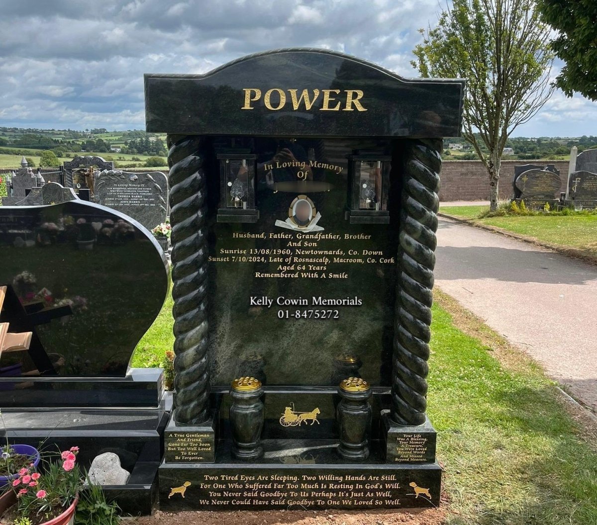 Kerala Green Granite Headstone | Kilcully Cemetery, Co. Cork - Kelly Cowin Memorials
