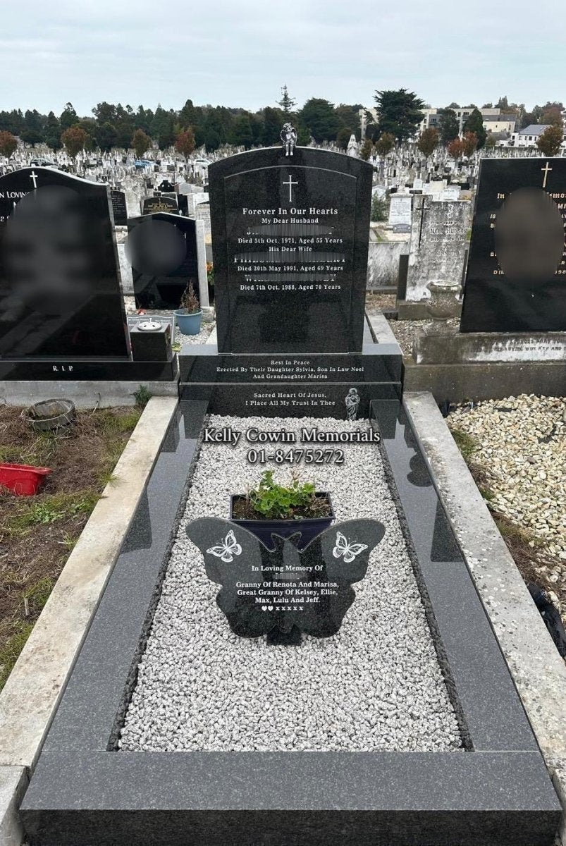 Rustenburg Granite Polished Boulder Headstone & Kerbing | Deansgrange Cemetery - Kelly Cowin Memorials