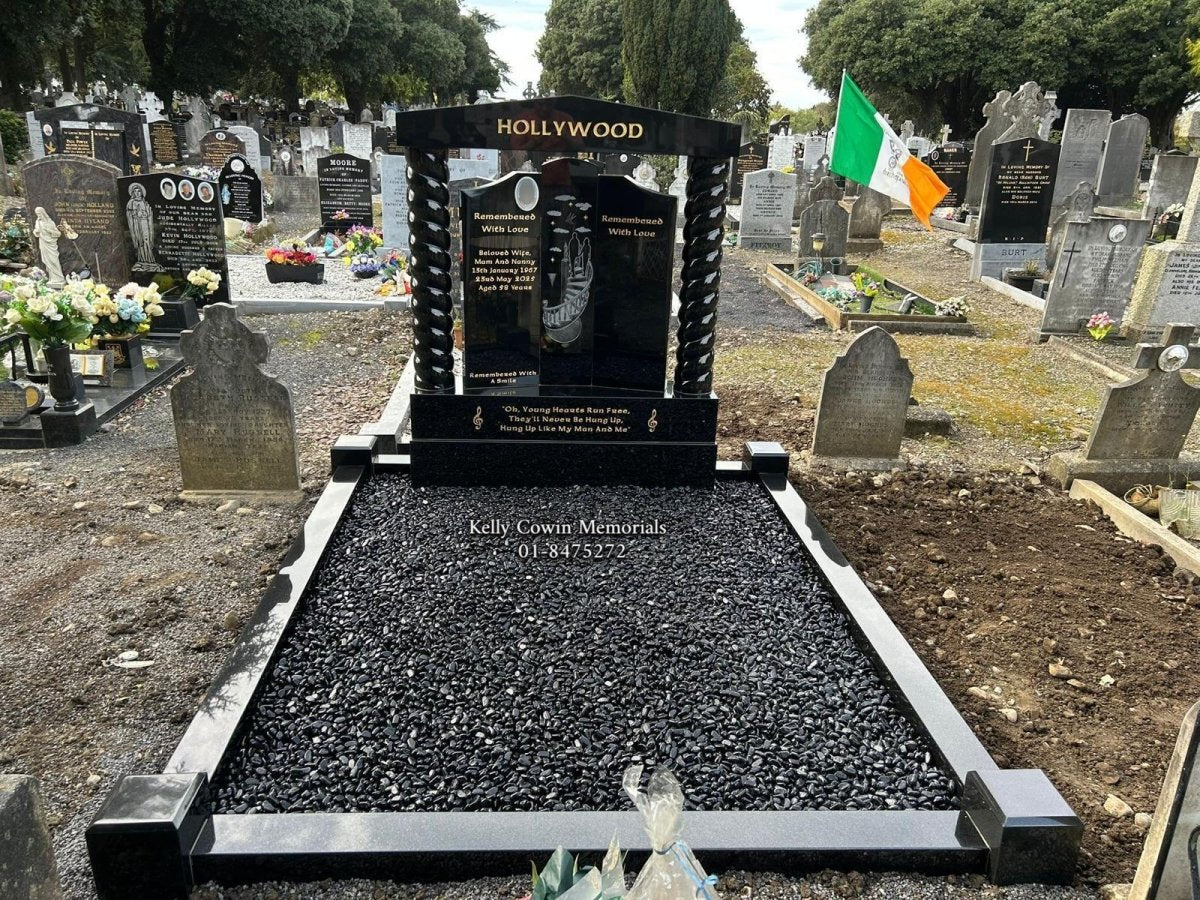Black Granite "Gates Of Heaven" Headstone | Glasnevin Cemetery - Kelly Cowin Memorials