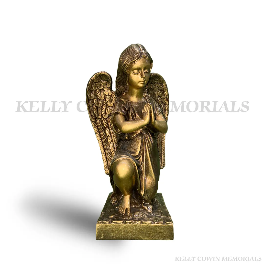 Bronze angel statue for graves and memorials in Dublin, Glasnevin, Balgriffin, Fingal, and Dardistown — handcrafted by Kelly Cowin Memorials.