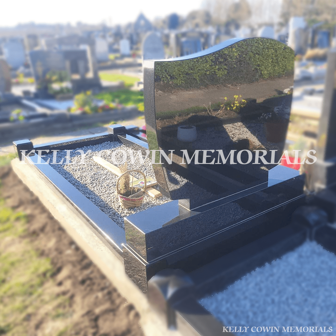 Black Granite C1 Headstone & Kerbing | Whitestown Cemetery - Kelly Cowin Memorials