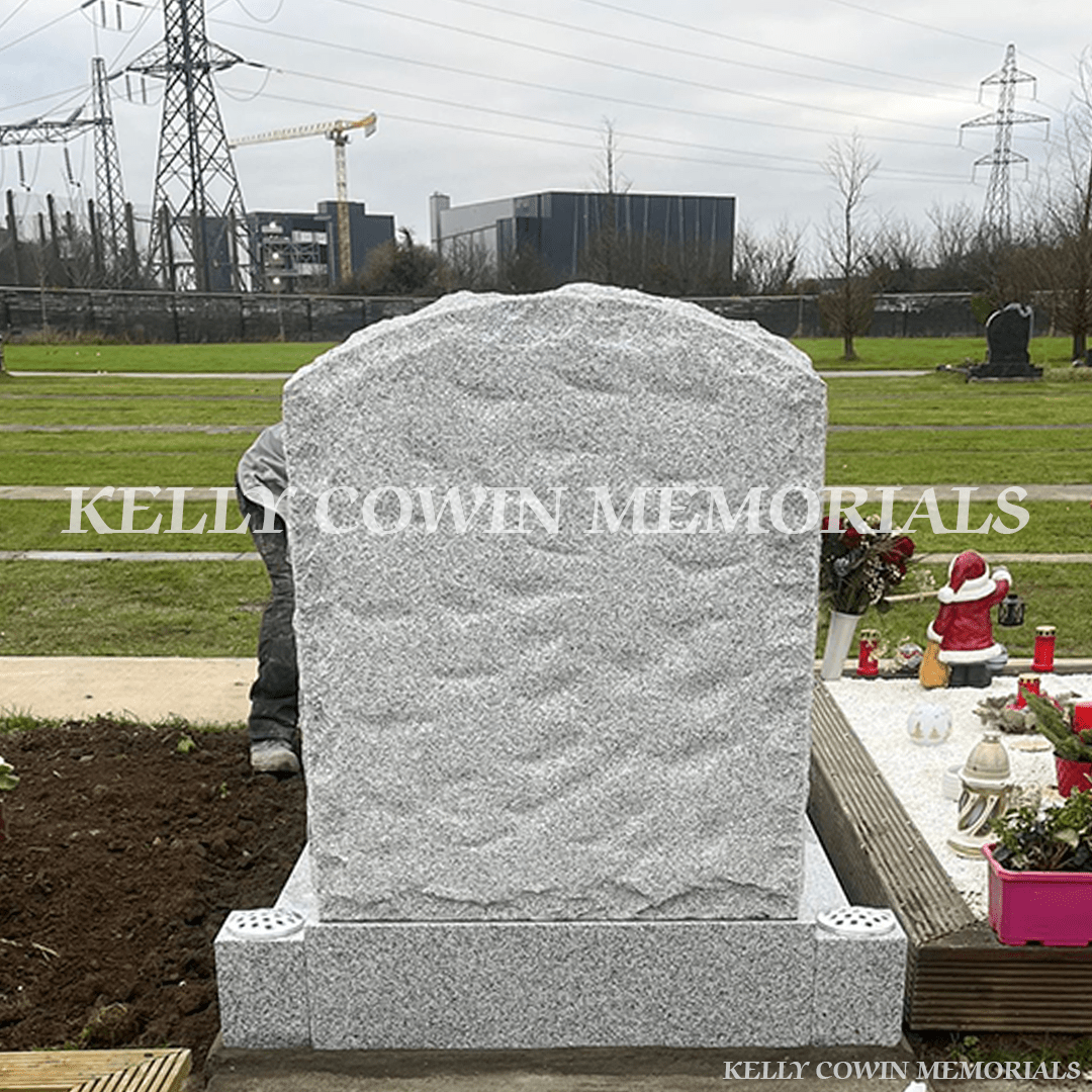 Grey Granite Rough Boulder Headstone & Kerbing | Mulhuddart Cemetery - Kelly Cowin Memorials