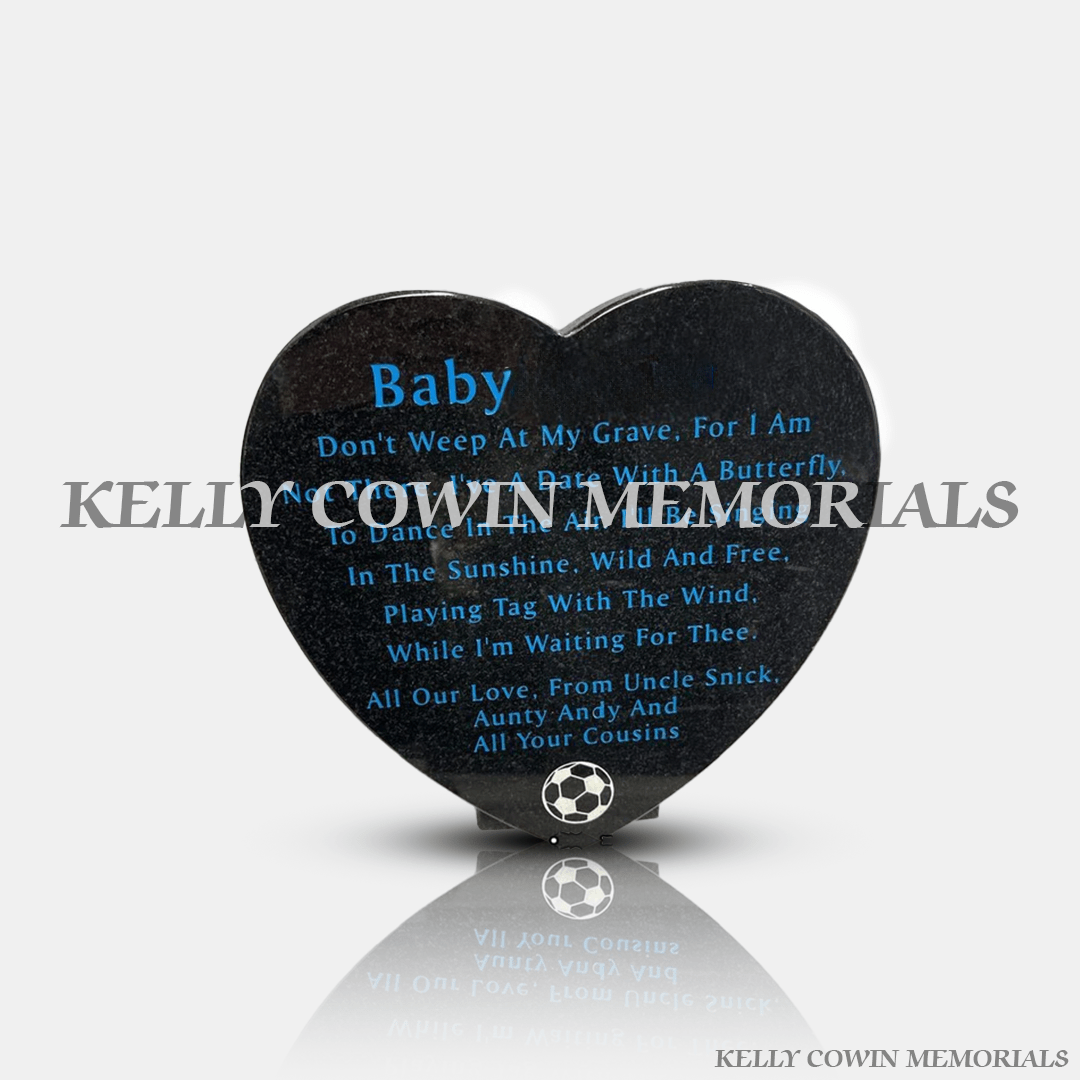 Black Granite 12 Inch Heart | Kelly Cowin Memorials - Kelly Cowin Memorials