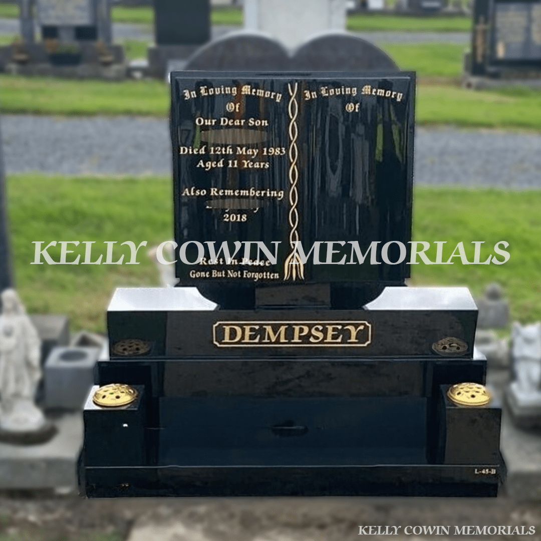 Black Granite Book Headstone | Palmerstown Cemetery - Kelly Cowin Memorials