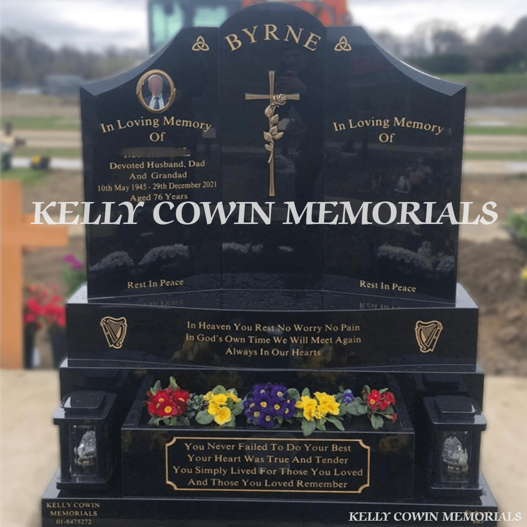 Black Granite "Gates Of Heaven" Headstone | Balgriffin Cemetery - Kelly Cowin Memorials