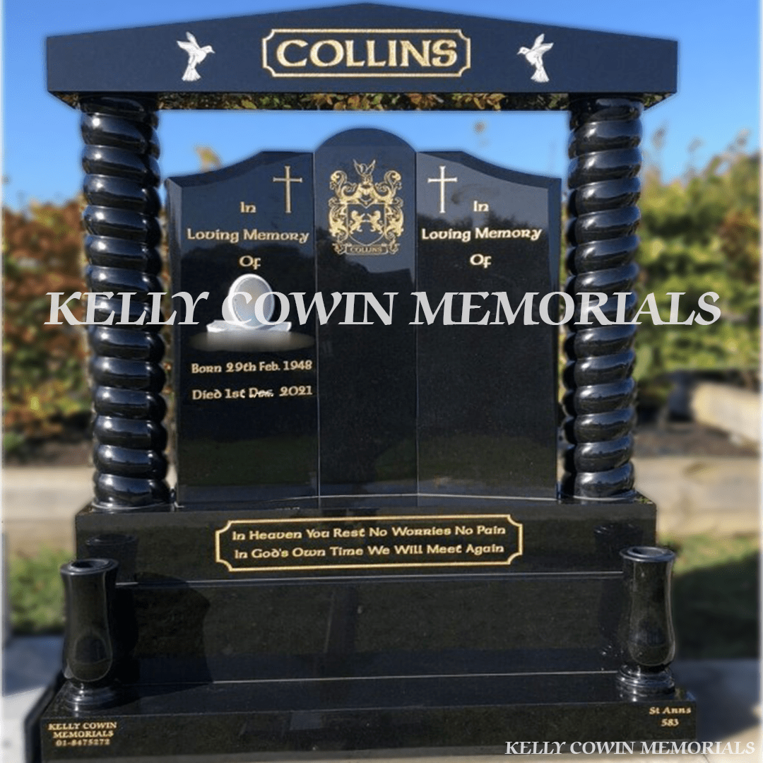 Black Granite "Gates Of Heaven" Headstone | Balgriffin Cemetery - Kelly Cowin Memorials