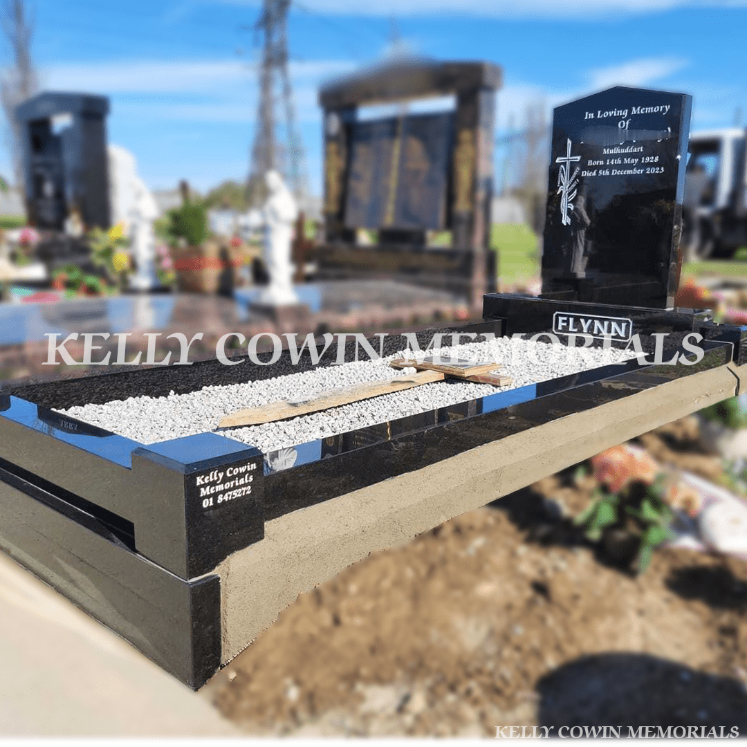 Black Granite Apex Headstone | Mulhuddart Cemetery - Kelly Cowin Memorials