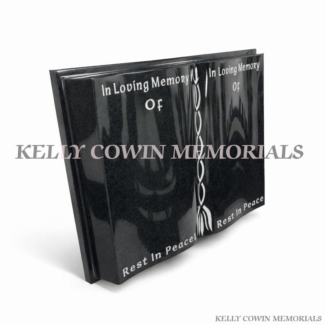 Black Granite Book Grave Accessory |Local & Nationwide Service