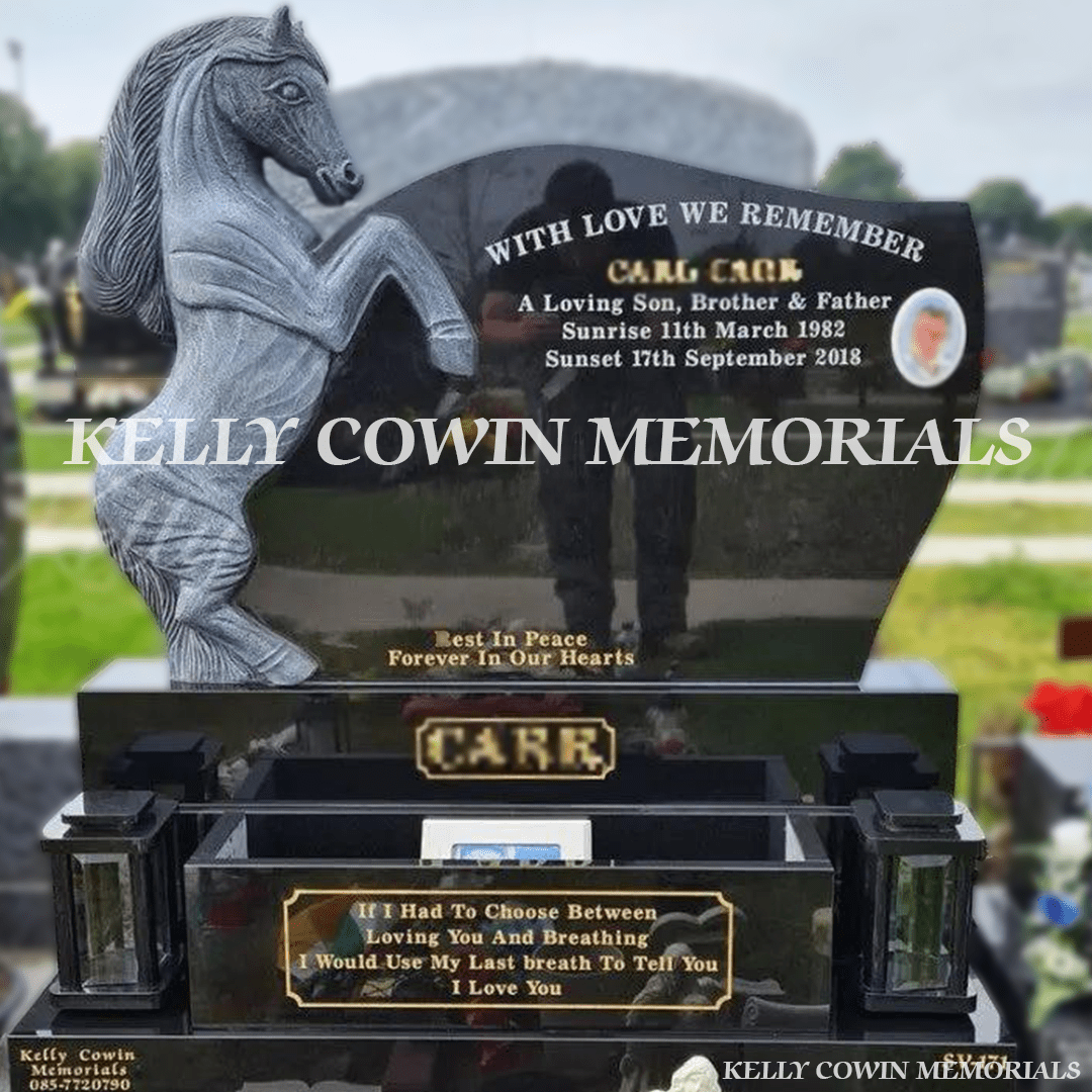 Black Granite Custom Headstone | Balgriffin Cemetery - Kelly Cowin Memorials