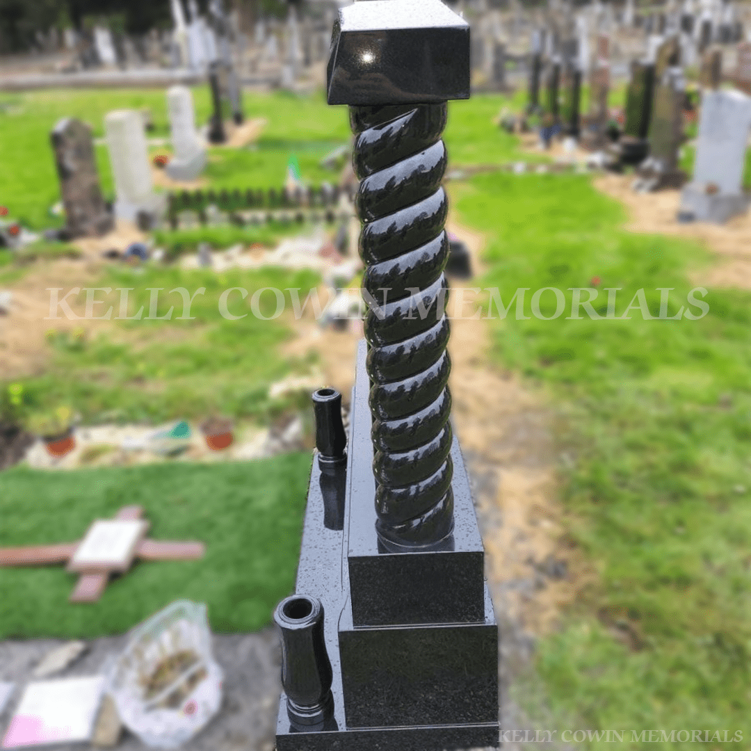 Black Granite "Gates Of Heaven" Headstone | Glasnevin Cemetery - Kelly Cowin Memorials
