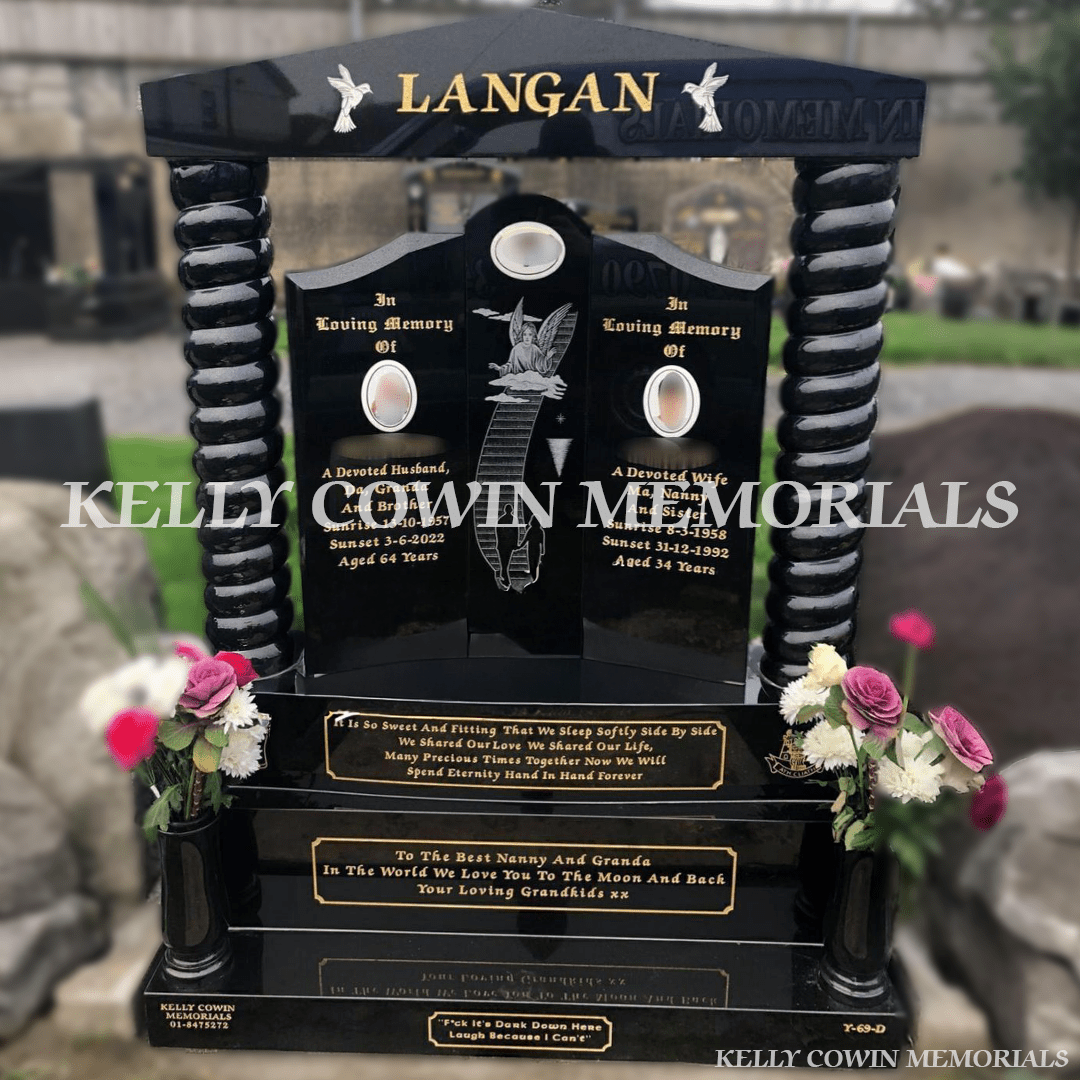 Black Granite "Gates To Heaven" Headstone | Palmerstown Cemetery - Kelly Cowin Memorials