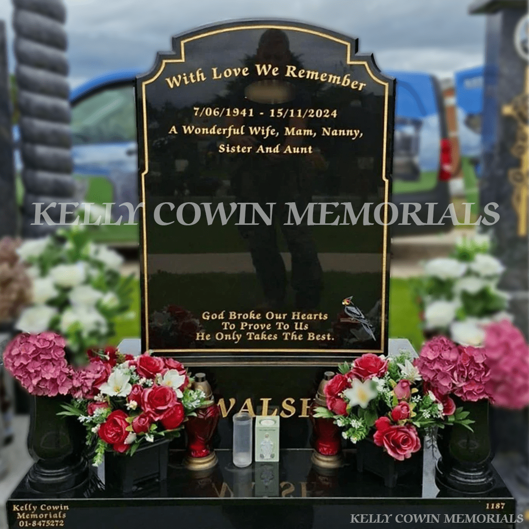Black Granite Top 9 Headstone | Balgriffin Cemetery - Kelly Cowin Memorials