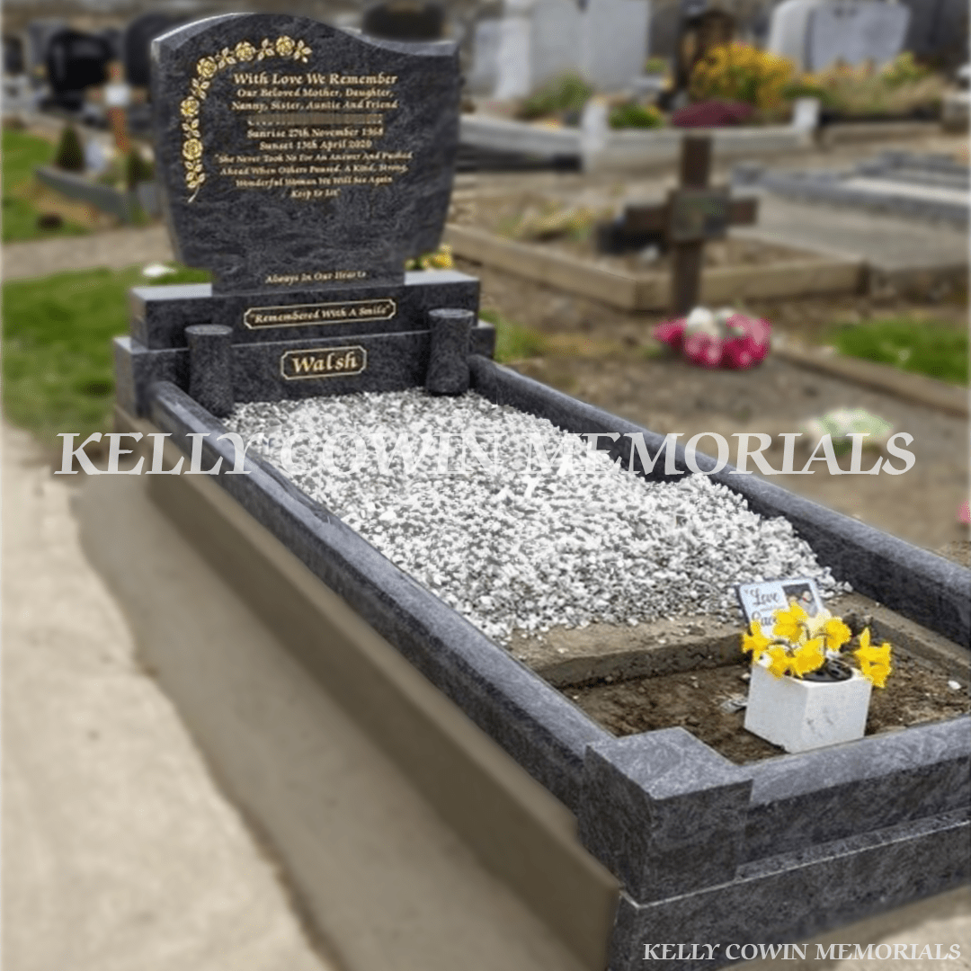 Blue Lagoon Granite C1 Headstone & Kerbing | Whitestown Cemetery - Kelly Cowin Memorials