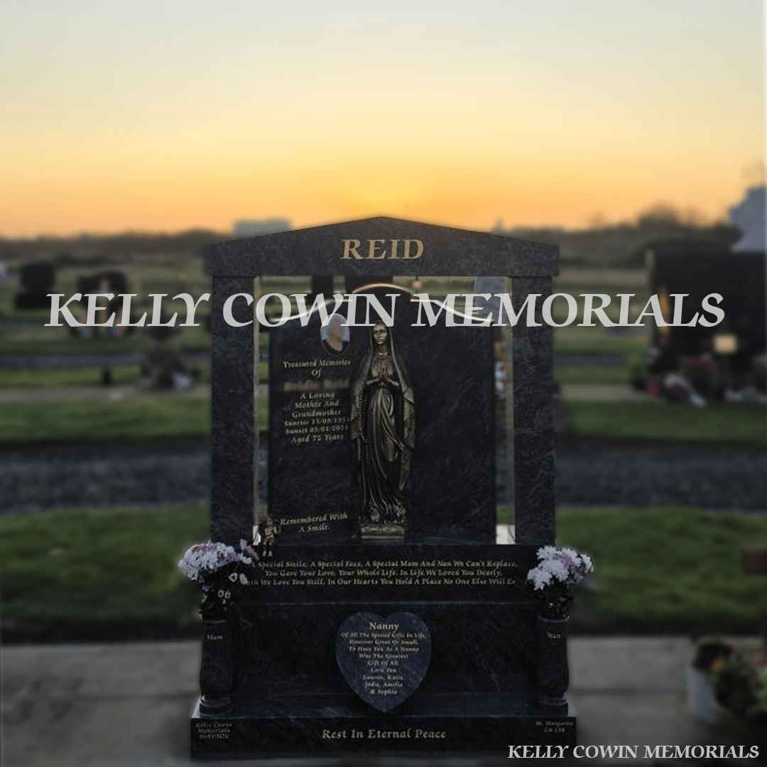 Blue Lagoon Granite "Gates Of Heaven" Headstone | Dardistown Cemetery - Kelly Cowin Memorials