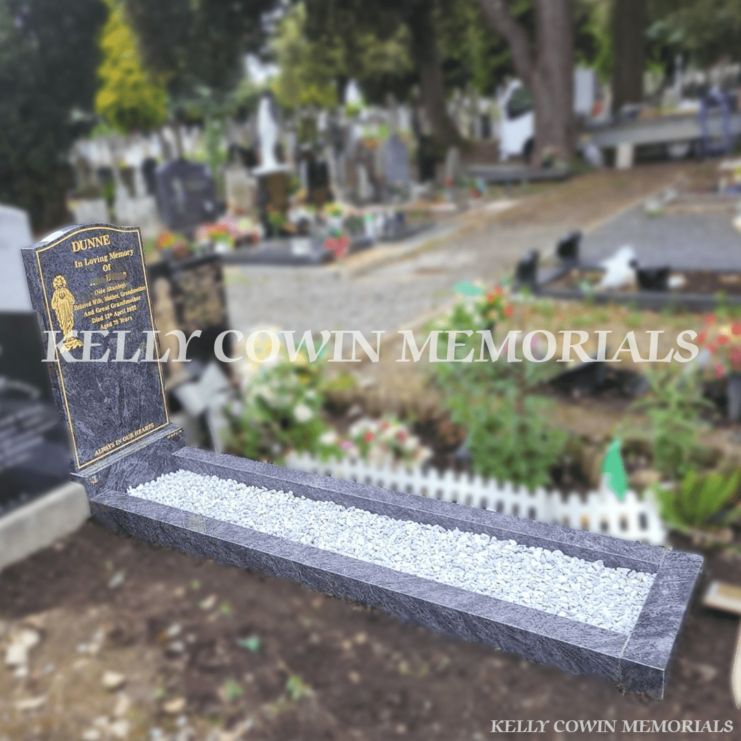 Blue Lagoon Granite Og Headstone & Kerbing | Glasnevin Cemetery - Kelly Cowin Memorials