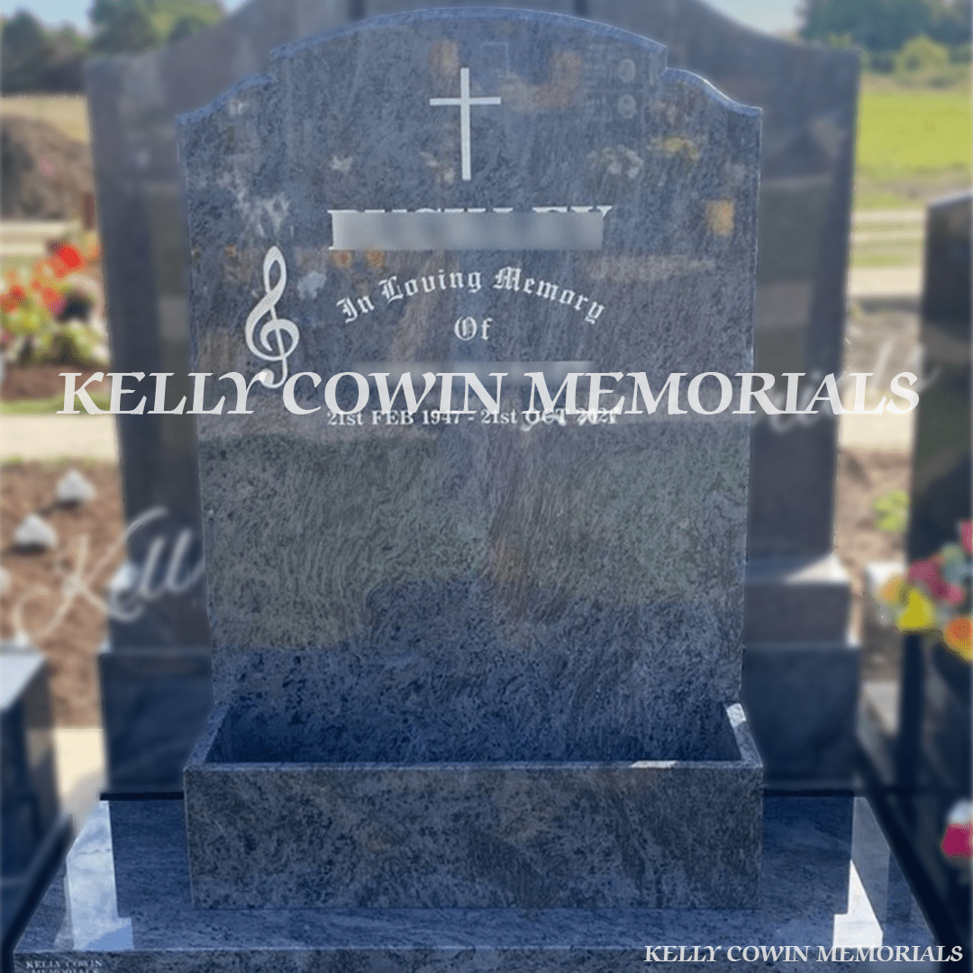 Blue Lagoon Granite Top Nine Headstone | Balgriffin Cemetery - Kelly Cowin Memorials