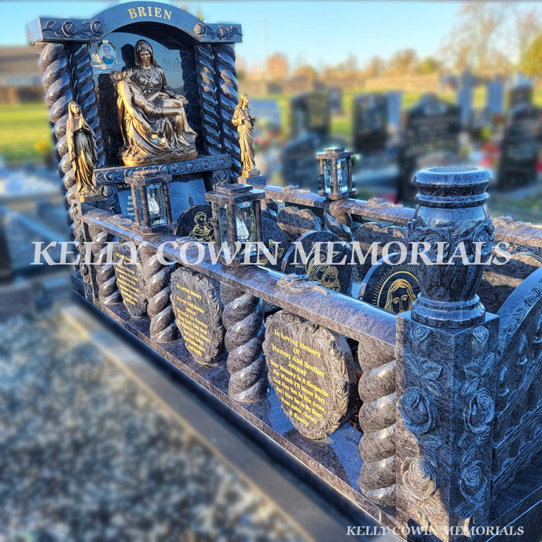 Blue Lagoon Traveller-Style Headstone with Twisted Pillars | Wexford
