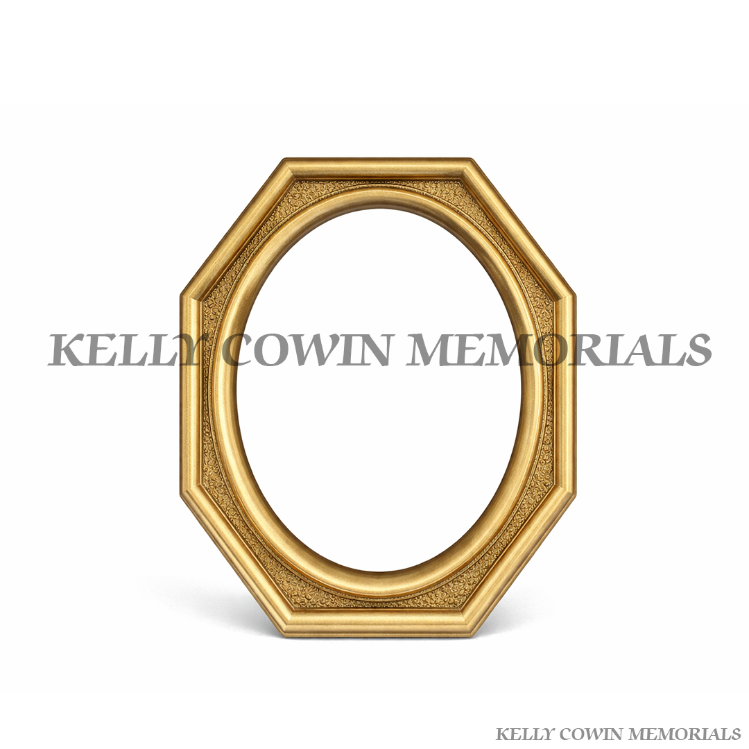 Bronze memorial photo frame for ceramic photo grave plaque by Kelly Cowin Memorials Ireland