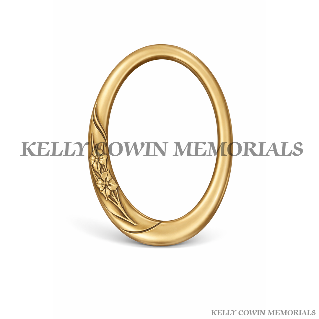 Bronze memorial photo frame for ceramic photo grave plaque by Kelly Cowin Memorials Ireland