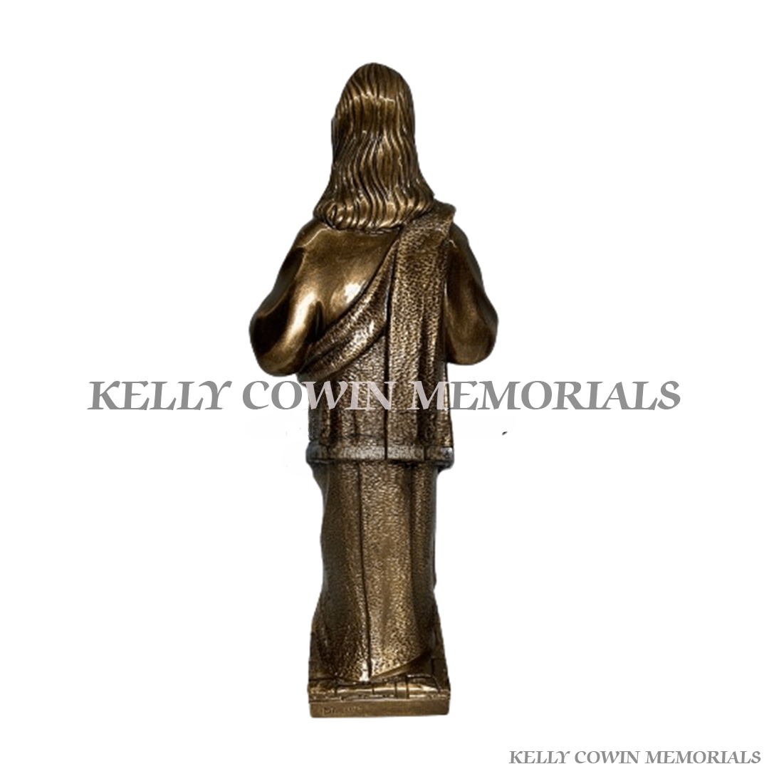 Bronze Sacred Heart Jesus memorial statue for graves and headstones by Kelly Cowin Memorials Dublin Ireland with nationwide memorial services