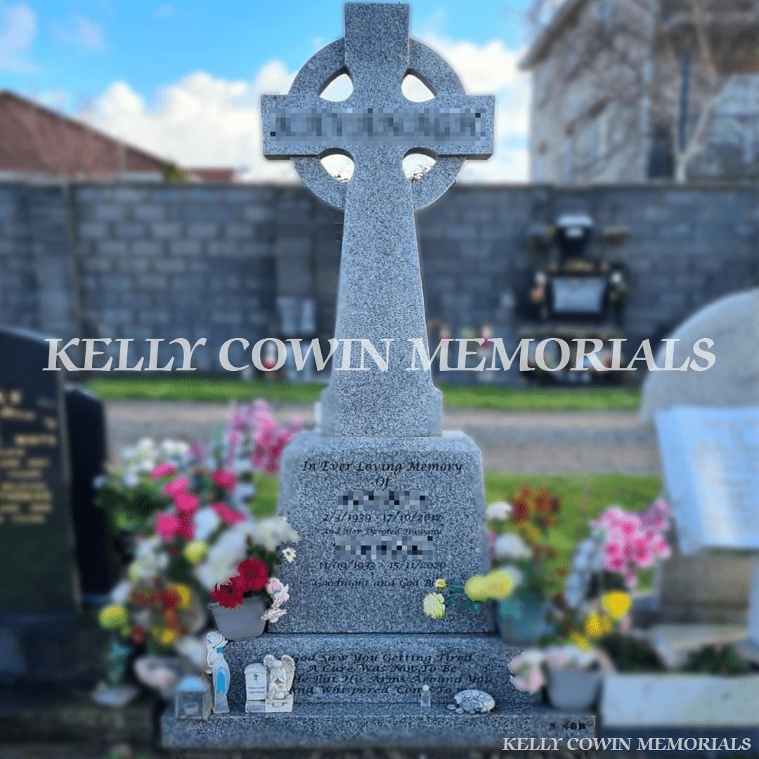 Grey Granite Celtic Cross Headstone | Palmerstown Cemetery - Kelly Cowin Memorials