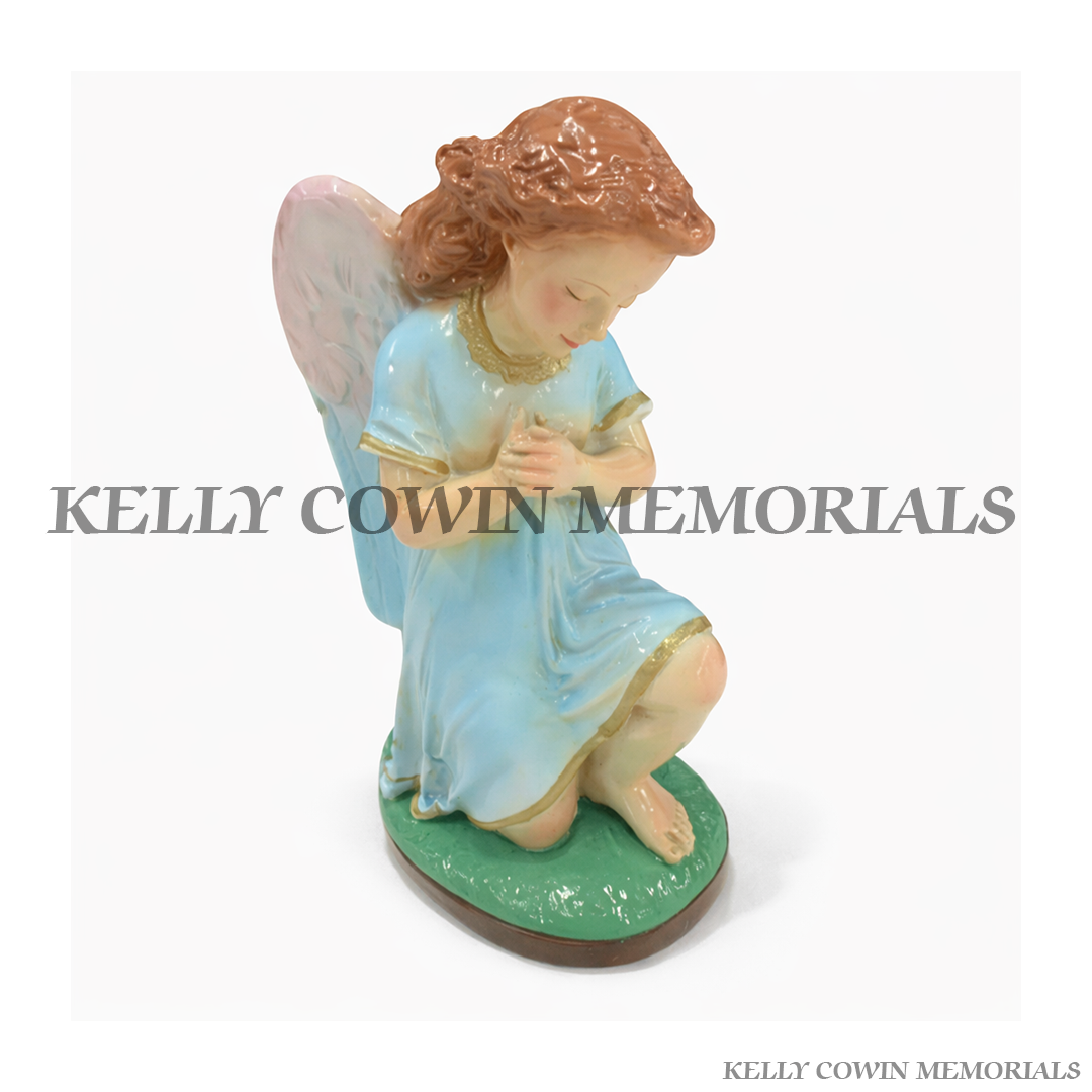 Coloured praying angel memorial statue ornament for grave decoration in Ireland