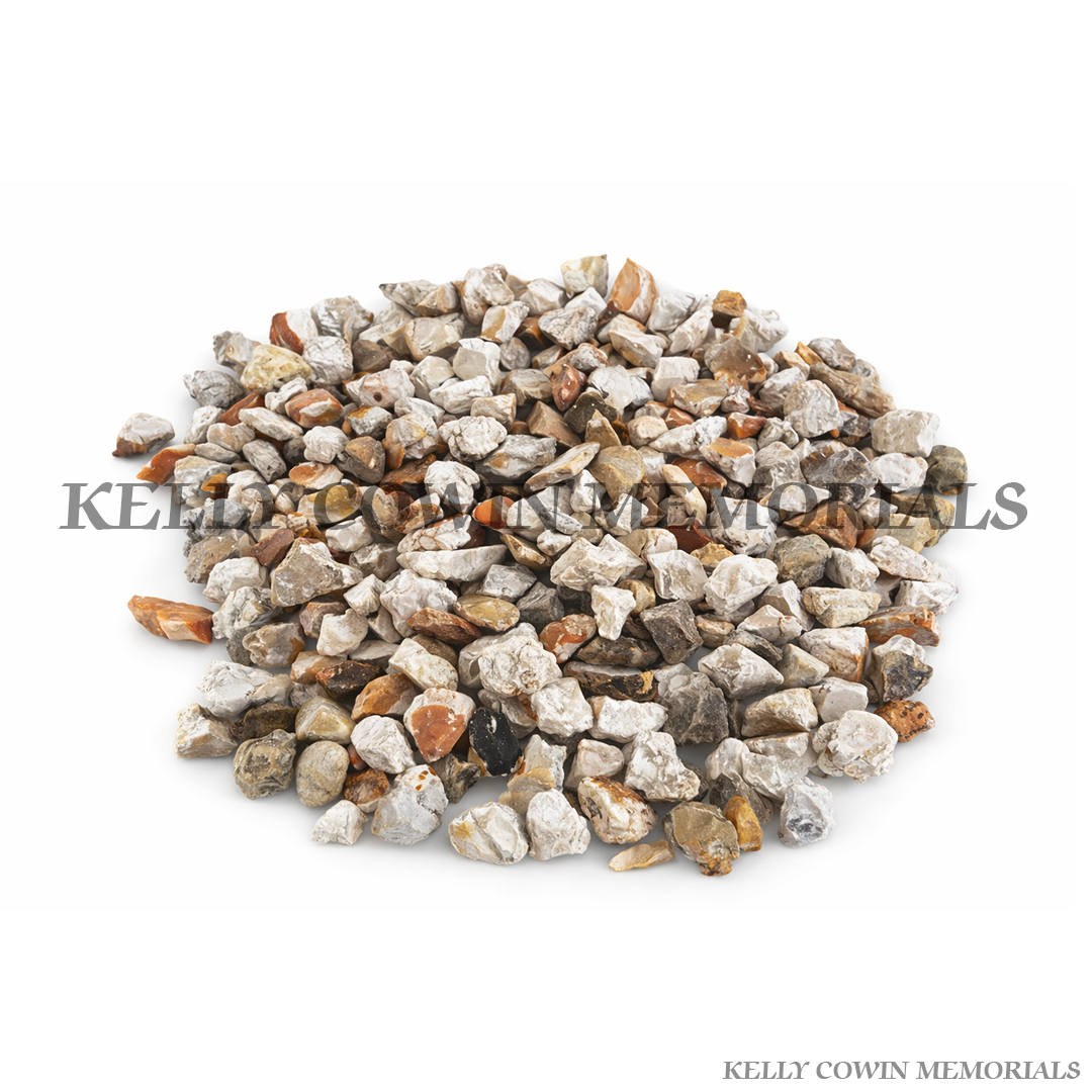 Durite decorative grave chippings supplied in Dublin by Kelly Cowin Memorials with nationwide delivery across Ireland.