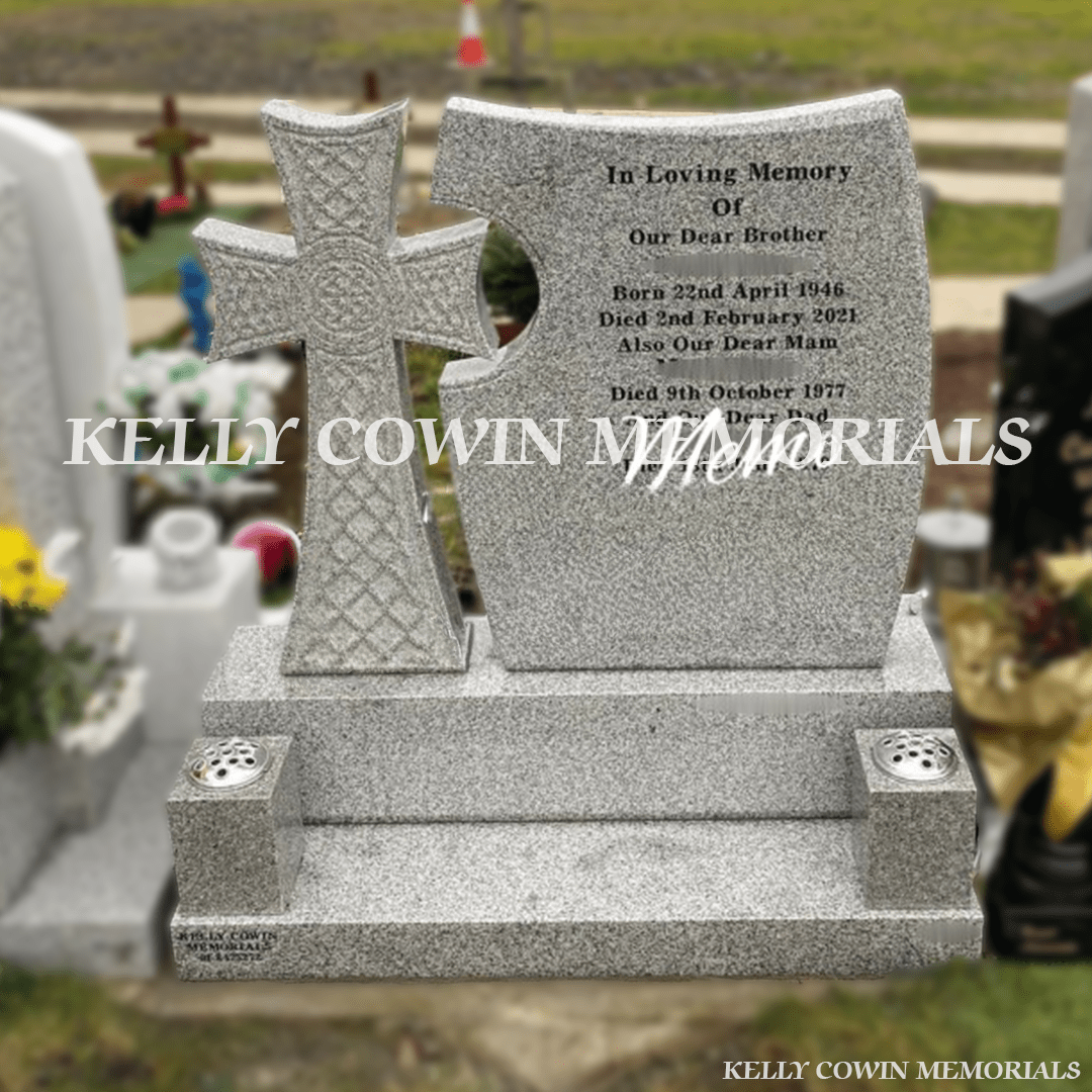 Grey Granite Celtic Cross Headstone | Balgriffin Cemetery - Kelly Cowin Memorials