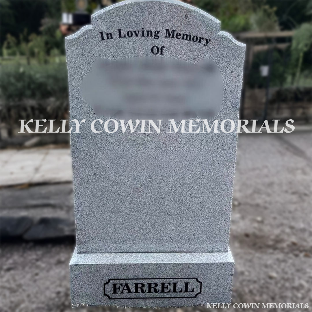 Grey Granite Top Nine headstone installed in Glasnevin Cemetery by Kelly Cowin Memorials