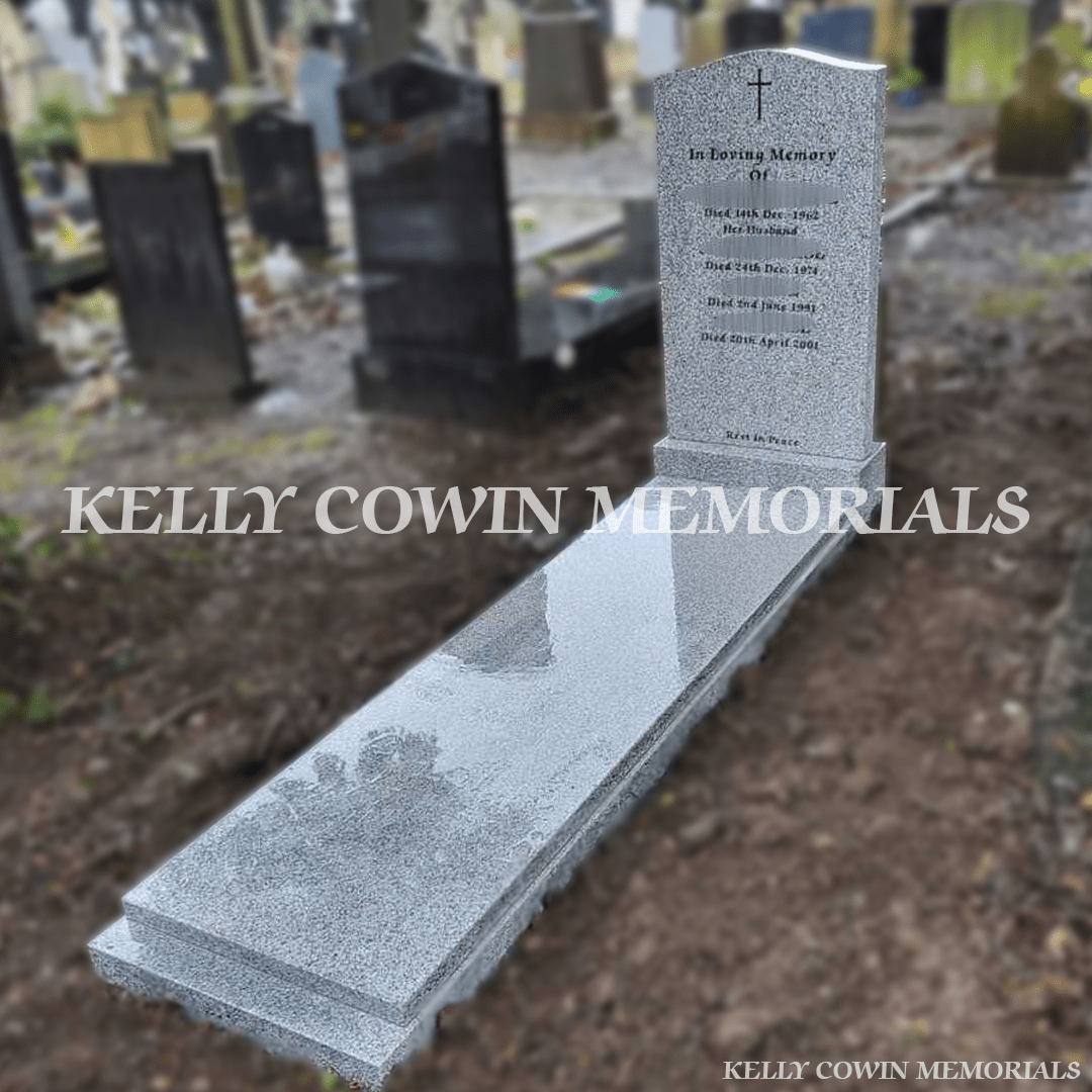 Grey Granite Og Headstone , Kerbing & Full Covering Slab| Glasnevin Cemetery - Kelly Cowin Memorials
