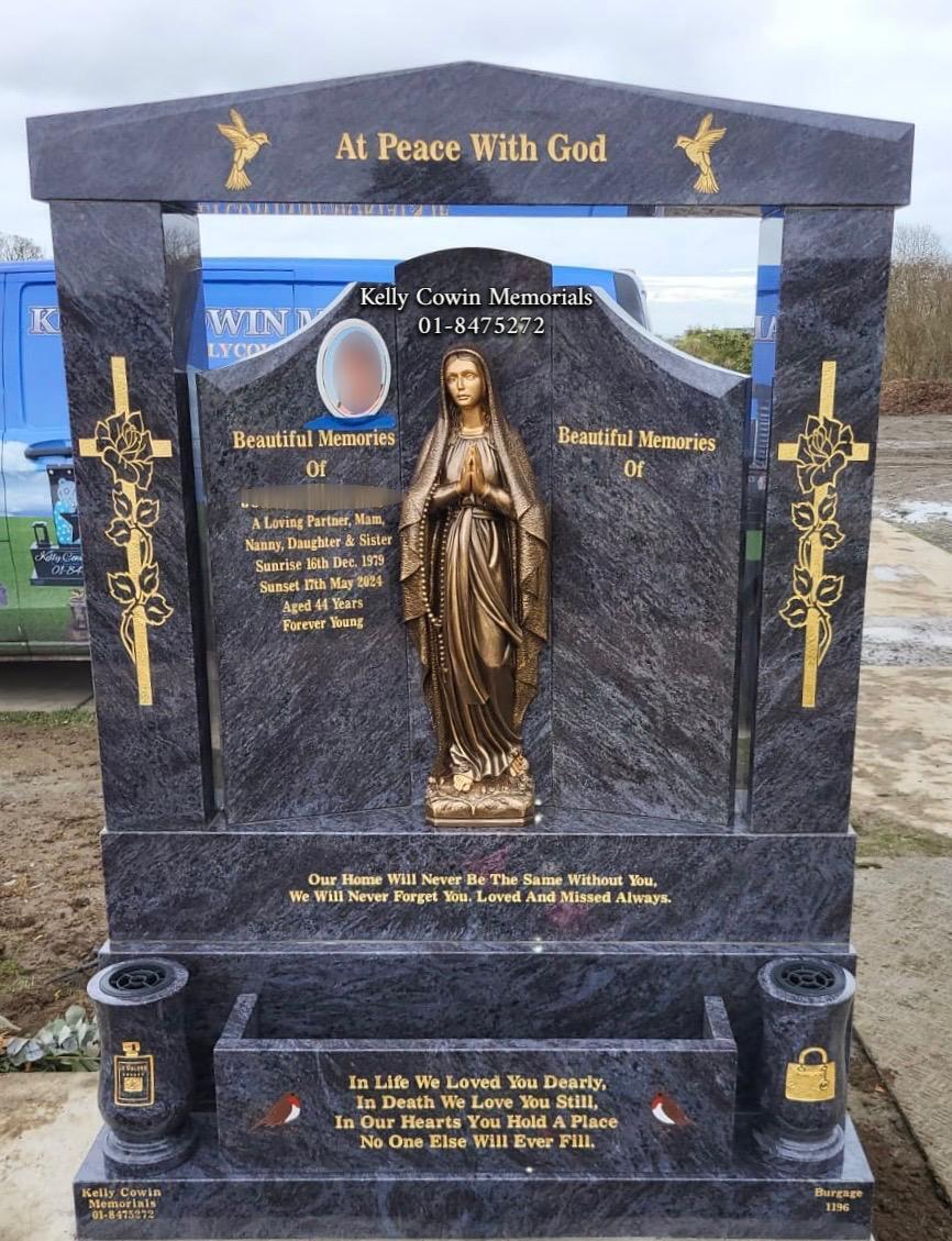 Blue Lagoon Granite "Gates Of Heaven" Headstone | Balgriffin Cemetery - Kelly Cowin Memorials