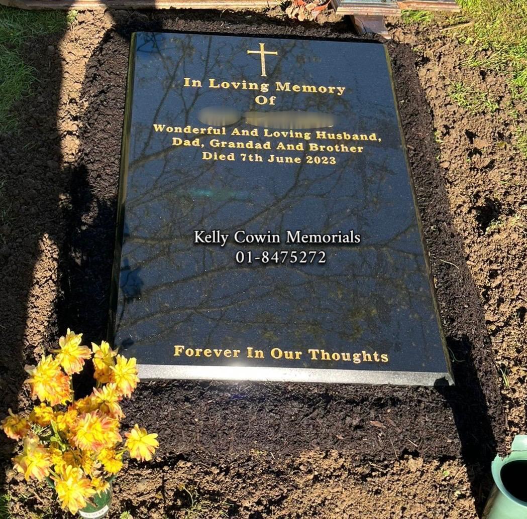 Black Granite St. Fintan's Headstone | St. Fintan's Cemetery - Kelly Cowin Memorials