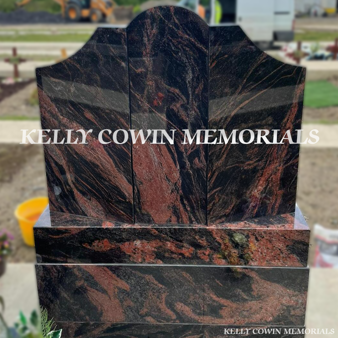 Back view of Pandora Gates of Heaven headstone highlighting Dublin headstone craftsmanship by Kelly Cowin Memorials