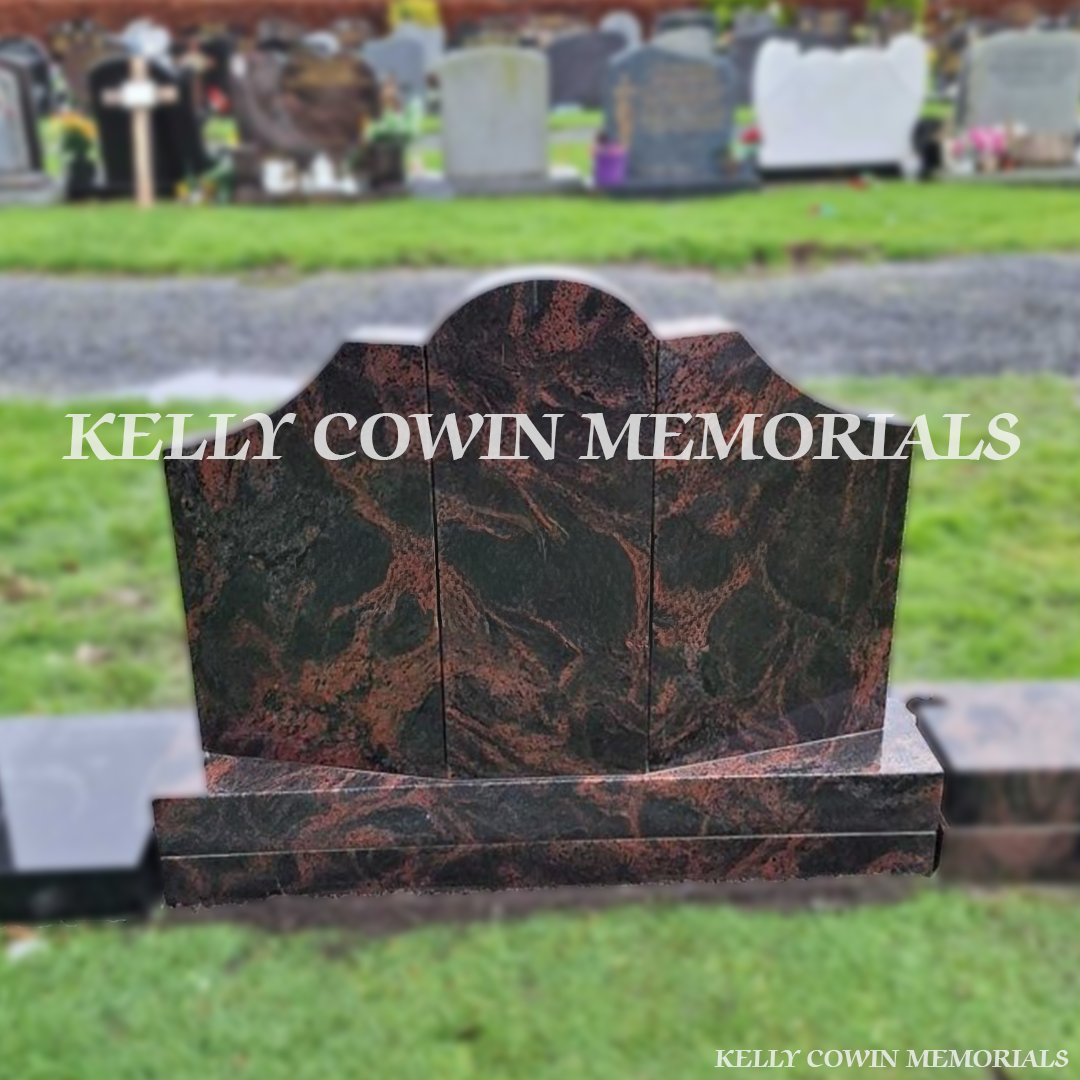Back view of Pandora granite Gates of Heaven headstone installed by Kelly Cowin Memorials in Newlands Cross Cemetery