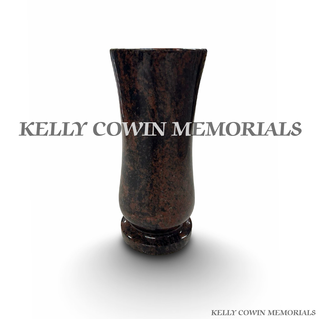 Front view of Pandora granite large tall memorial vase