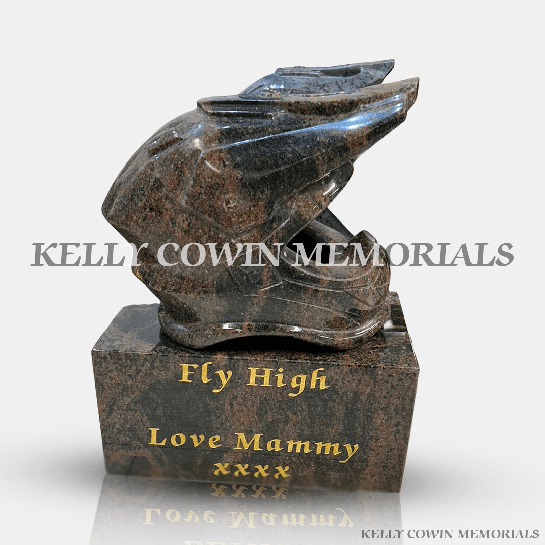 Pandora Helmet on a Plinth - Kelly Cowin Memorials