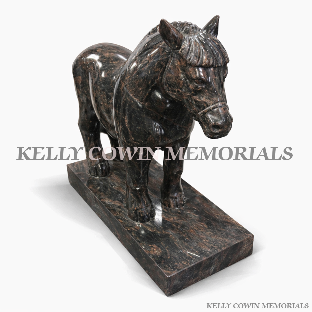 Pandora granite horse statue grave accessory memorial ornament for headstone in Ireland