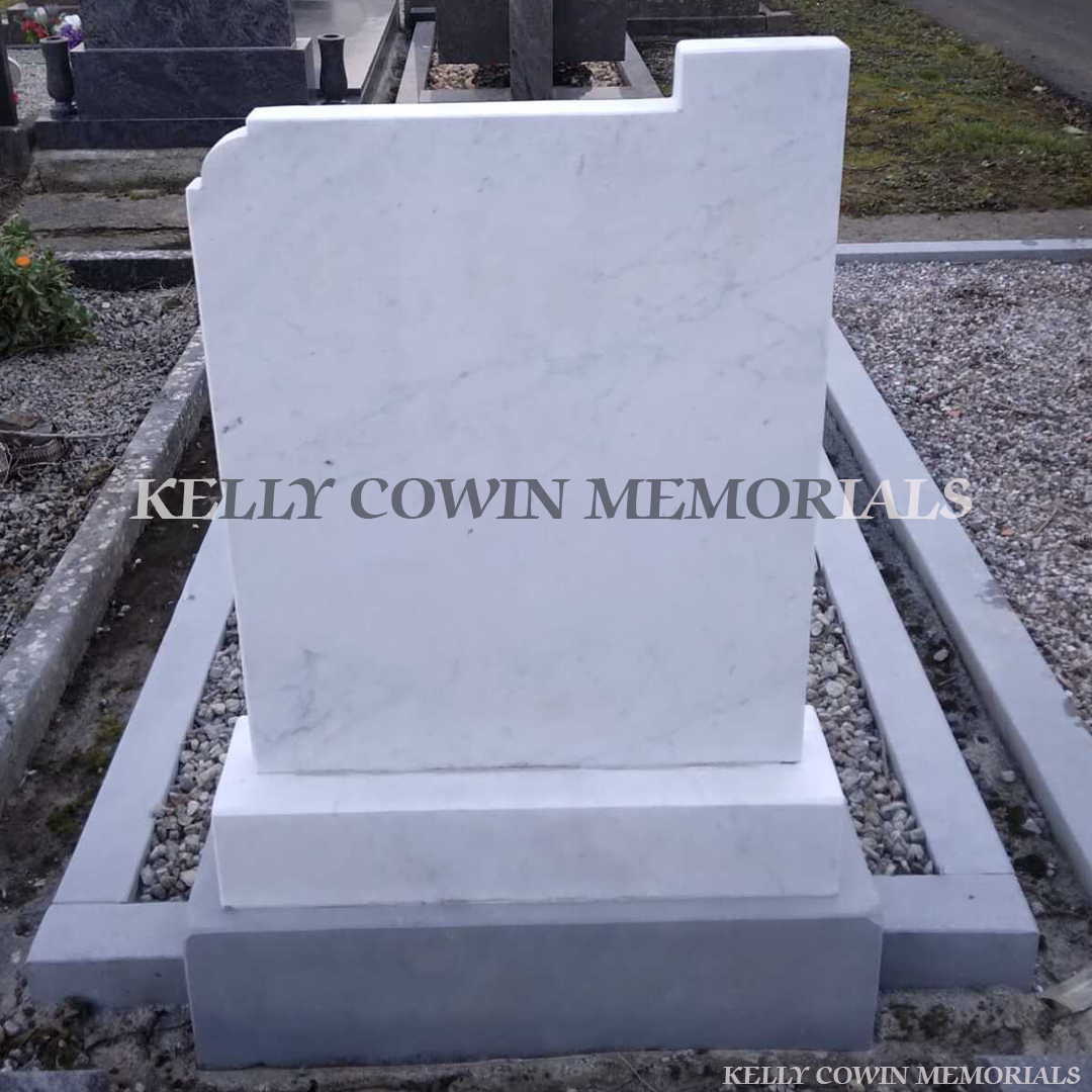 Back view headstone renovation showing grave refurbishment and restored memorial in Ireland
