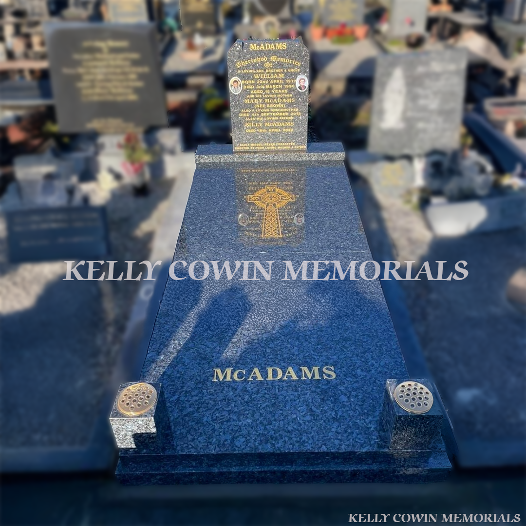 After headstone renovation with full grave covering slab installation in Ireland