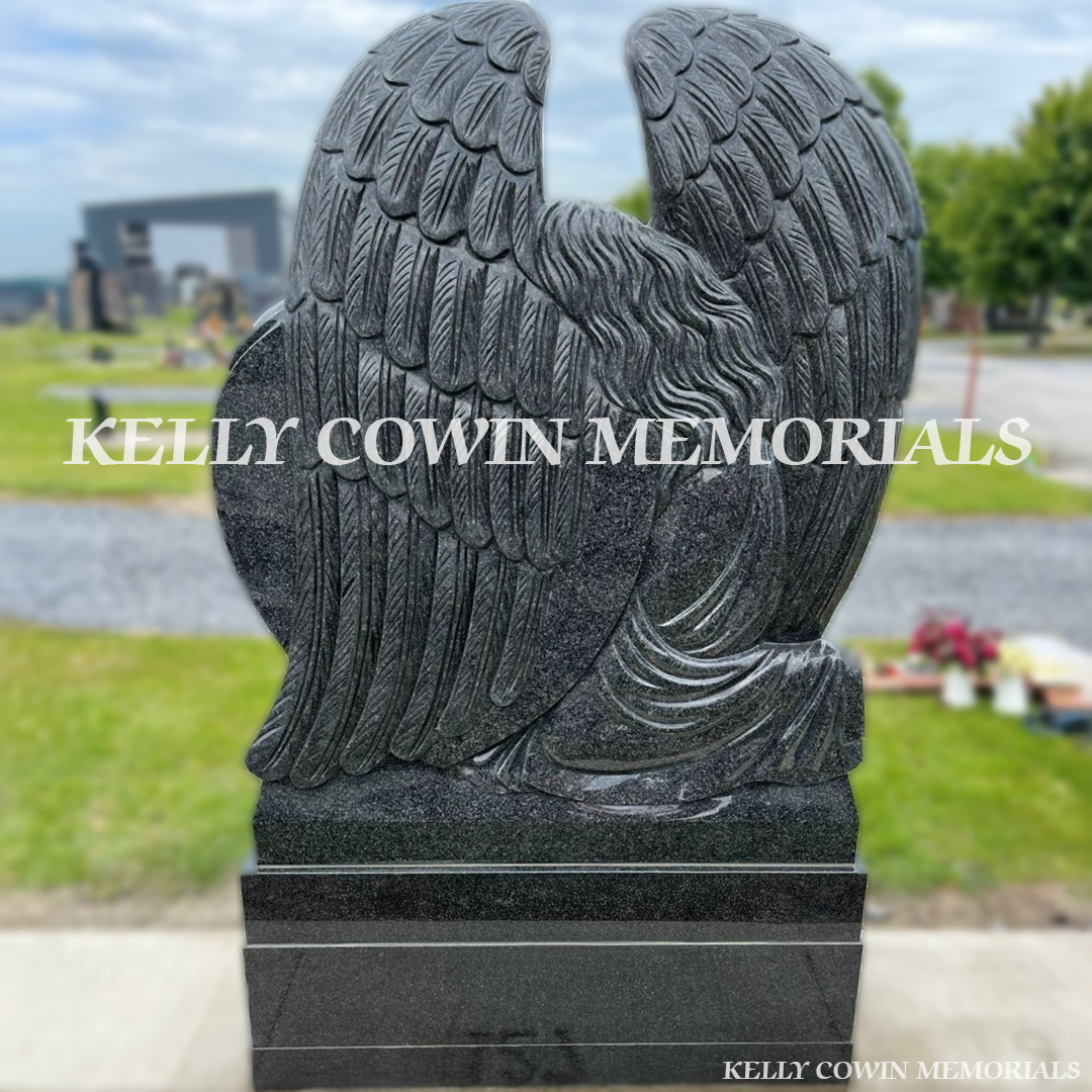 Back View Rustenburg Granite Angel Headstone | Dardistown Cemetery - Kelly Cowin Memorials