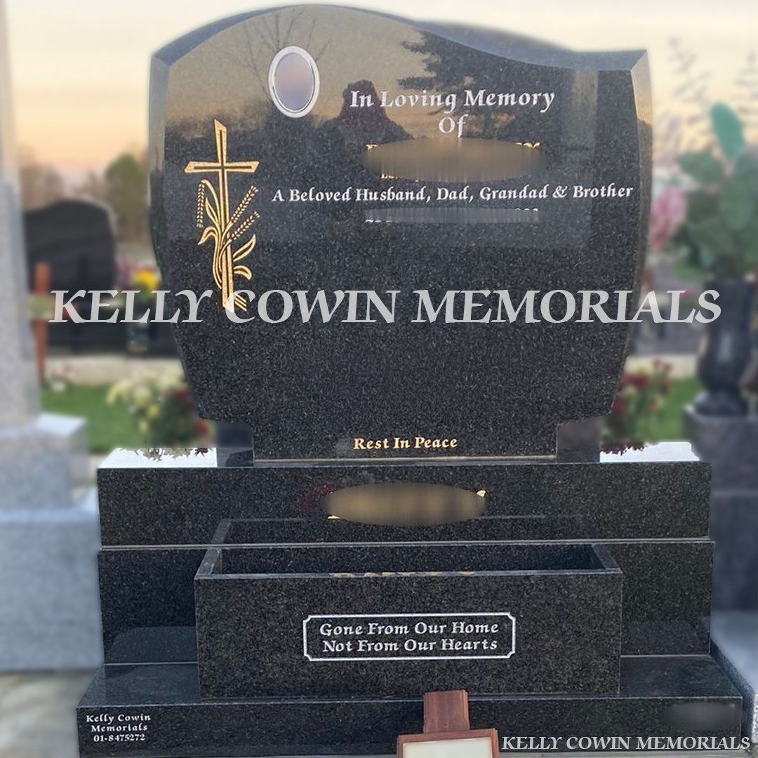 Rustenburg granite C1 headstone erected in Balgriffin Cemetery Dublin by Kelly Cowin Memorials