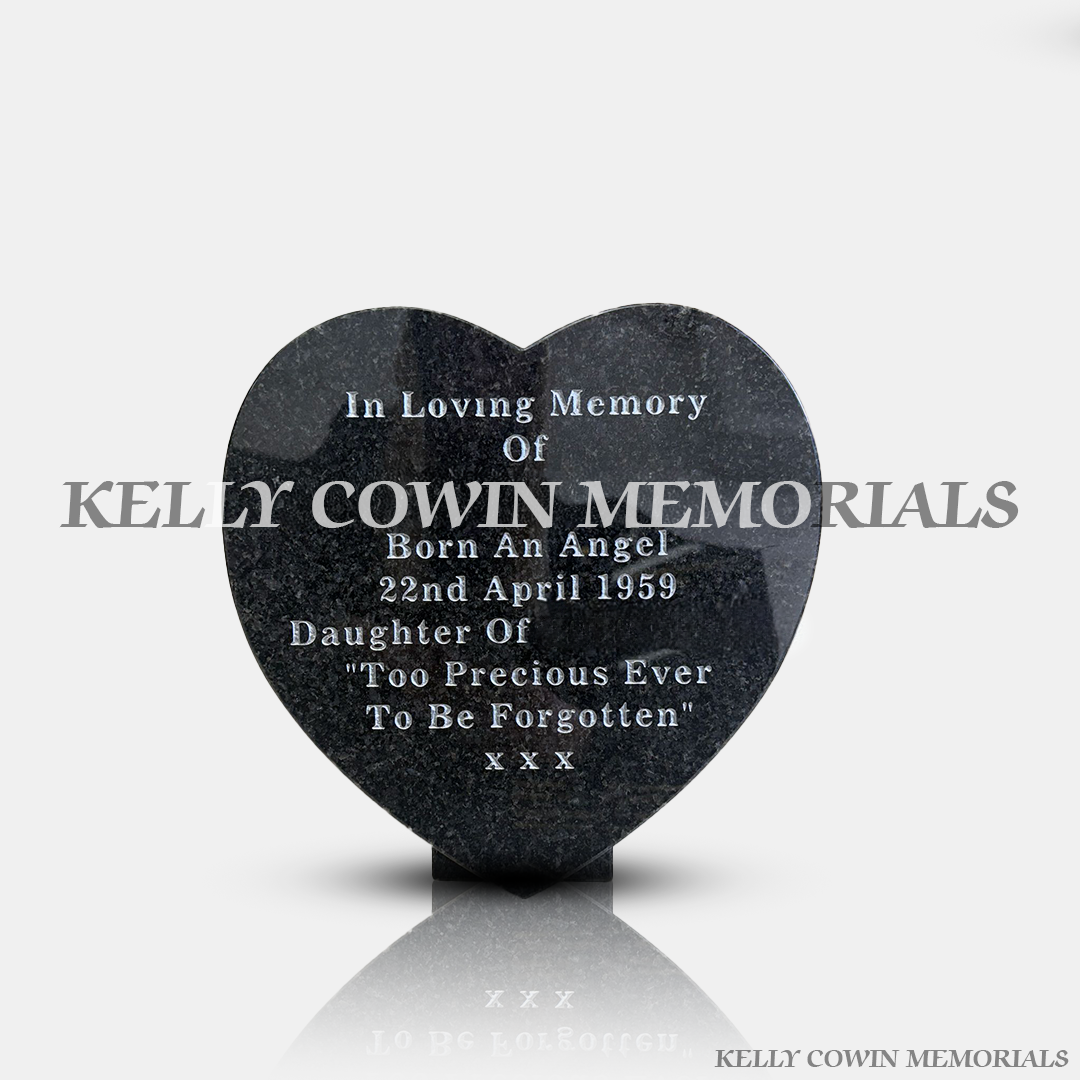 Rustinburg 12 Inch Granite Heart | Kelly Cowin Memorials