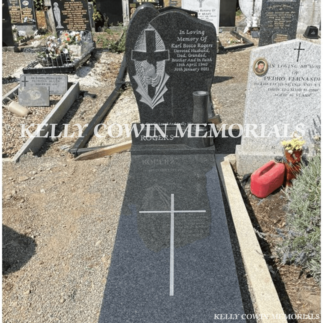 Rustenburg Granite Headstone, Kerbing & Full Covering Slab | Glasnevin Cemetery - Kelly Cowin Memorials