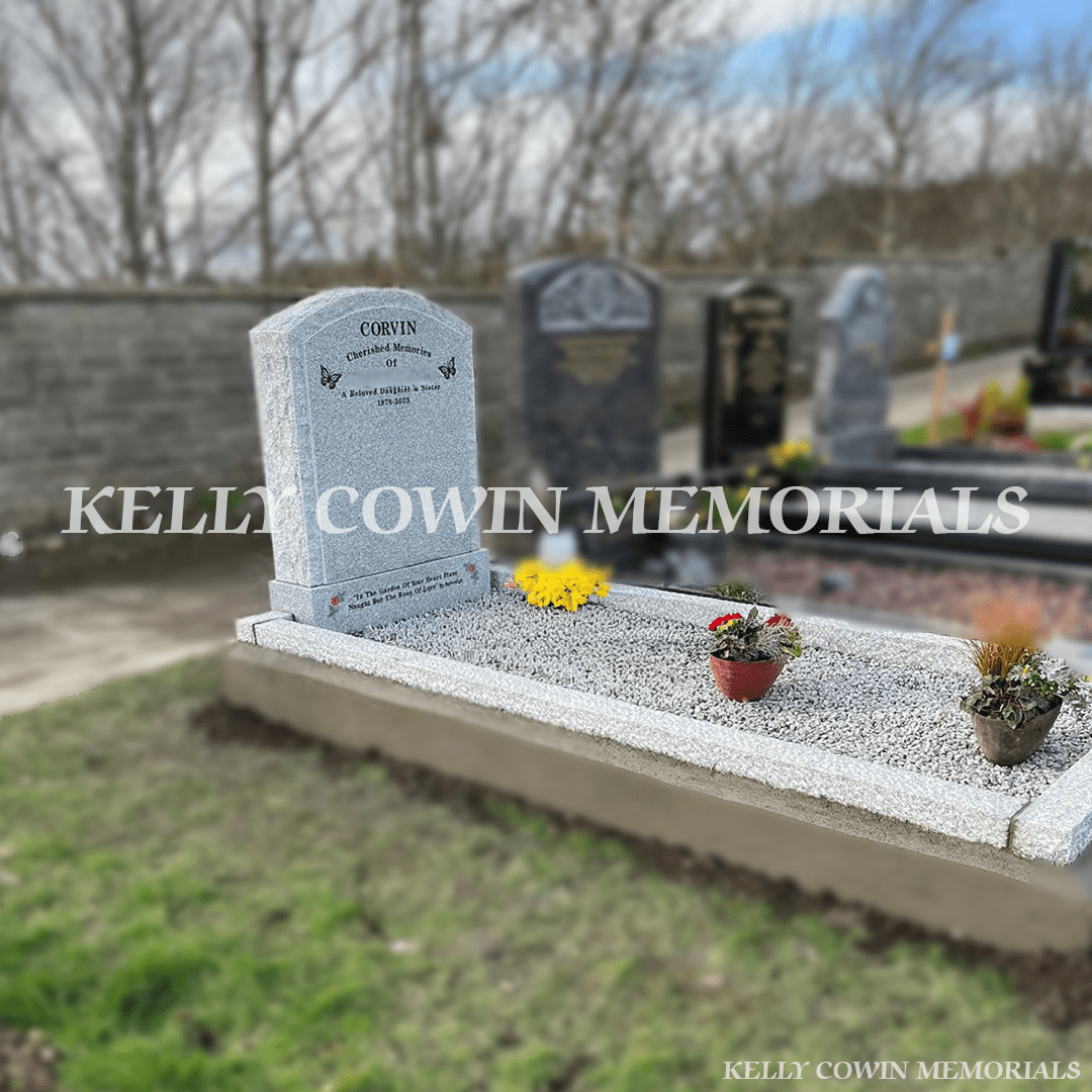 Grey Granite Rough Boulder Headstone & Kerbing | Whitestown Cemetery - Kelly Cowin Memorials