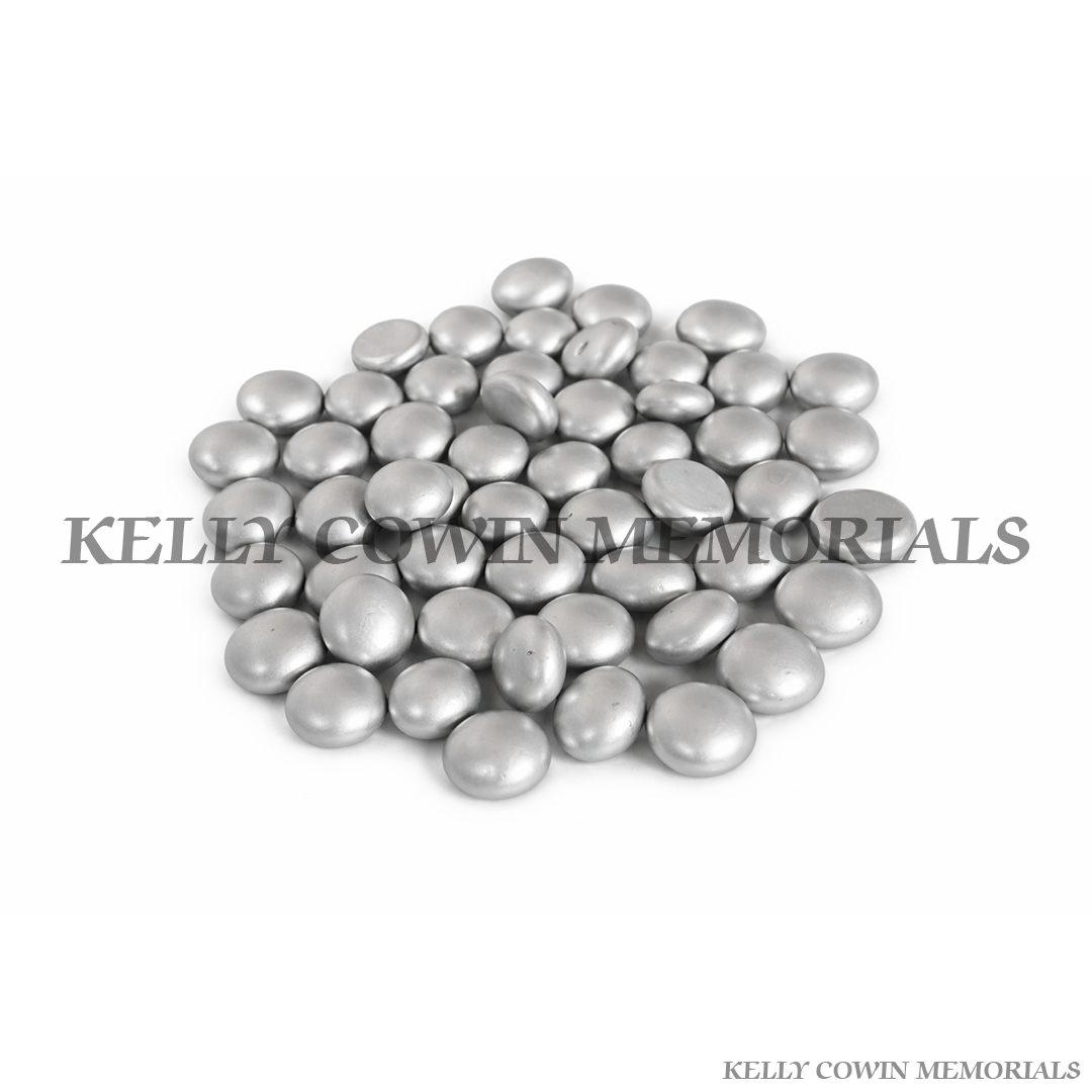 Silver coated decorative beads for grave memorial supplied in Dublin by Kelly Cowin Memorials with nationwide delivery across Ireland.