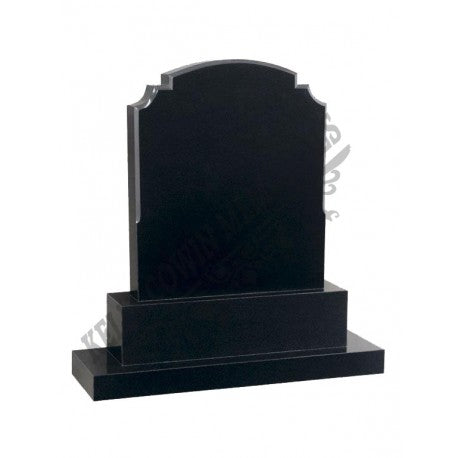 black Headstone on base and plinth