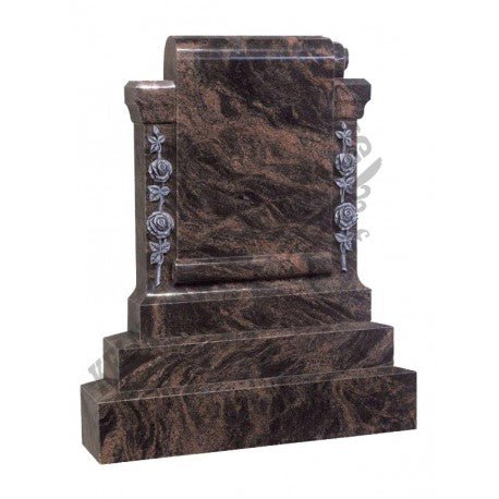 Scroll Granite Headstone With Antique Rose - H047 - Kelly Cowin Memorials